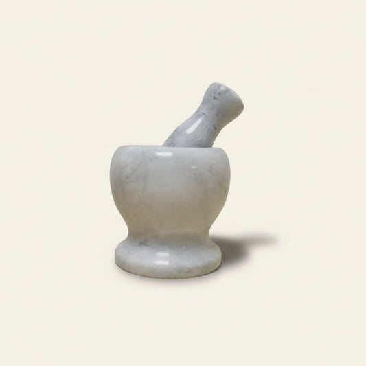 Vijzel met stamper - marmer wit (11,5 x 9,5 cm)