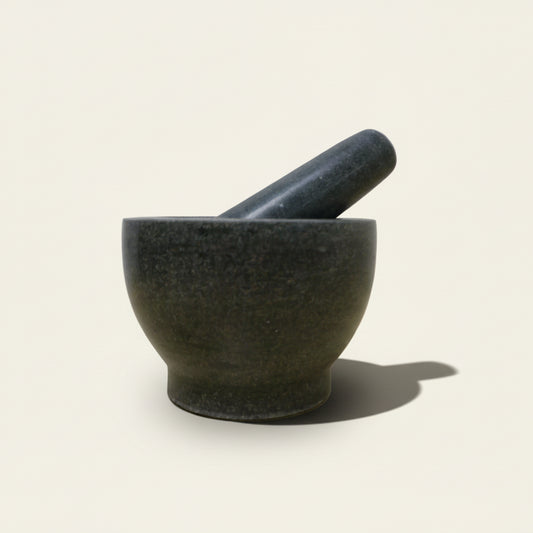 Vijzel met stamper - grijs graniet (15 x 13 cm)