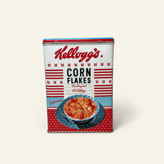 Kellogg's Corn Flakes-bewaarblik in retro-uitvoering