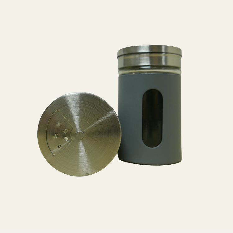 Kruidenpotje - grijs/zandkleur met venster (80 ml)