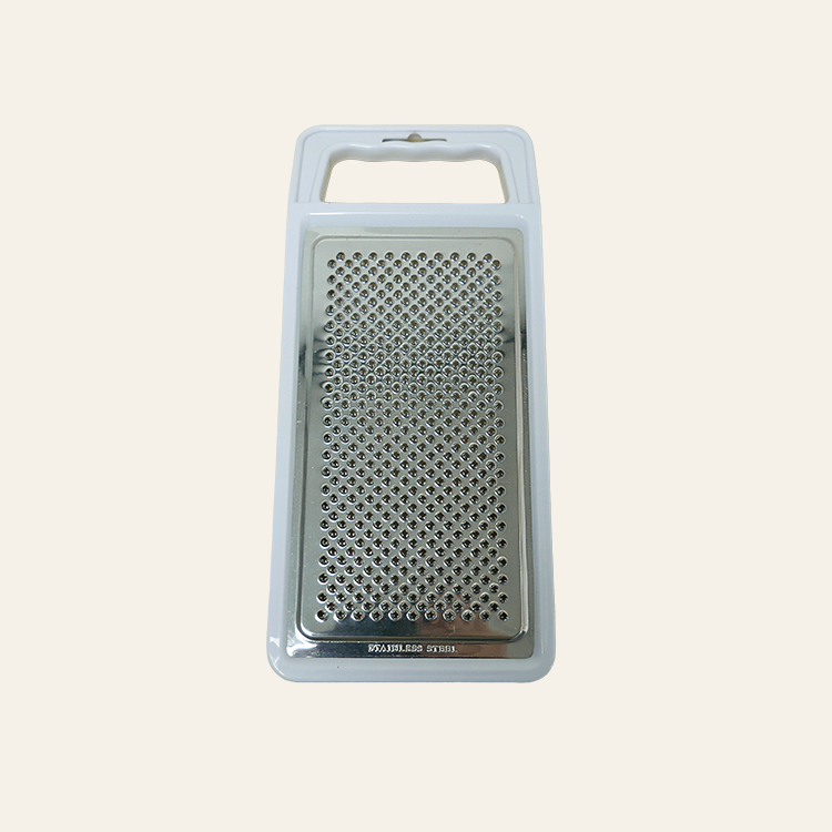 Rasp plat - rvs met wit handvat (voor parmezaan)