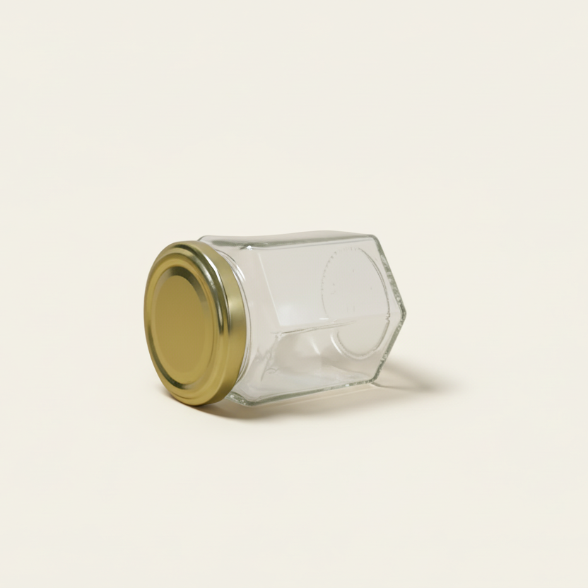 Zeskantig glazen potje met twist-deksel (196 ml)