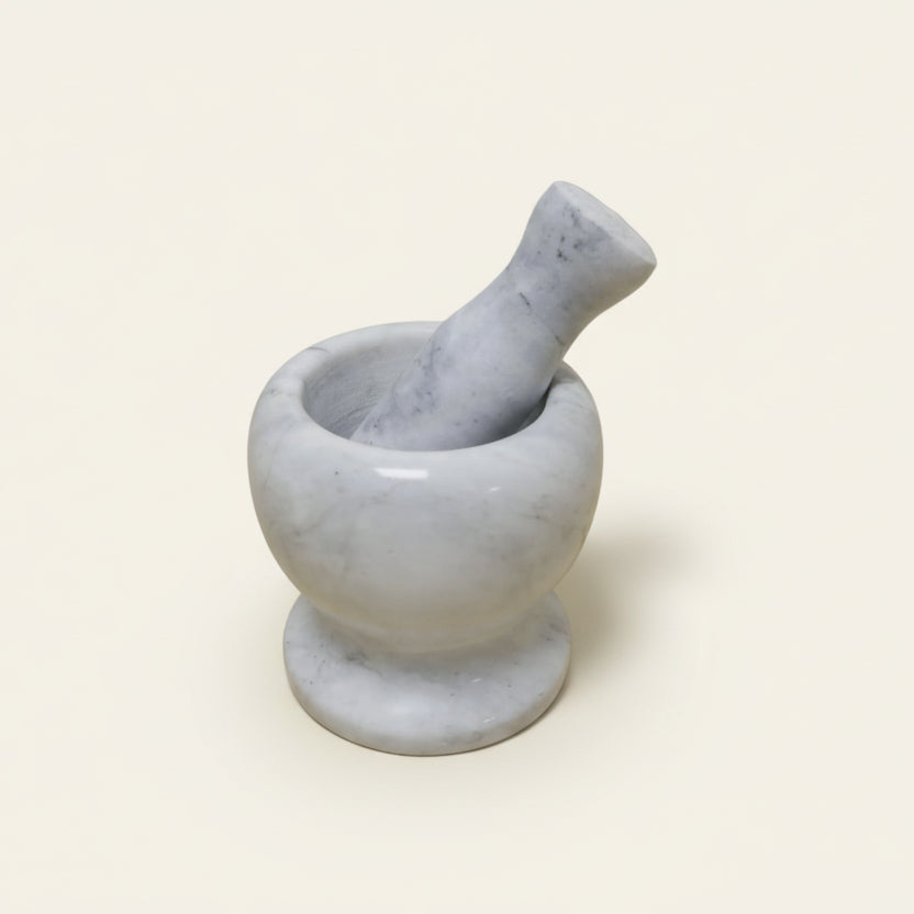 Vijzel met stamper - marmer wit (11,5 x 9,5 cm)