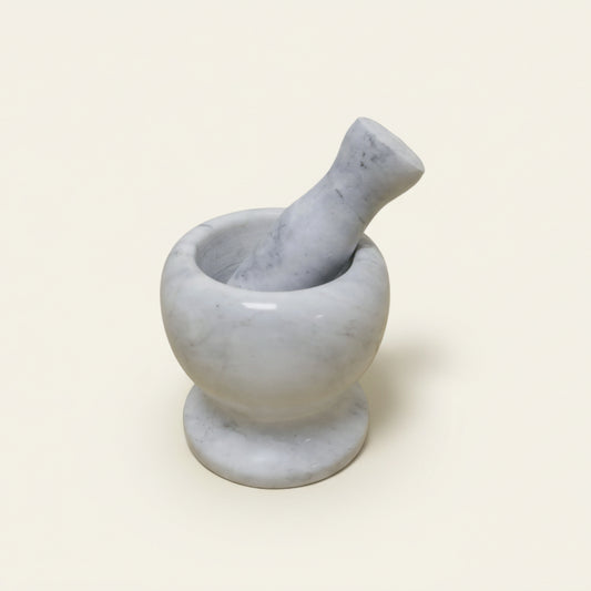 Vijzel met stamper - marmer wit (11,5 x 9,5 cm)