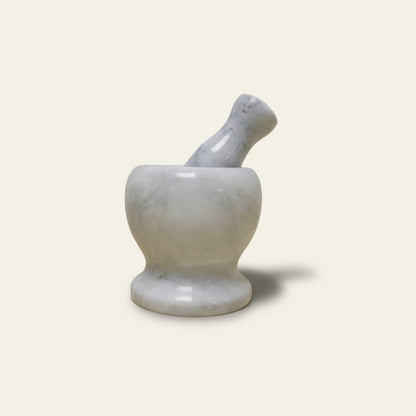 Vijzel met stamper - marmer wit (11,5 x 9,5 cm)