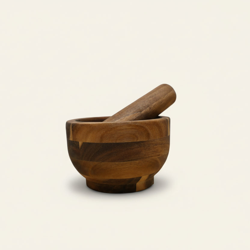 Vijzel met stamper - acacia hout (13 x 8 cm)