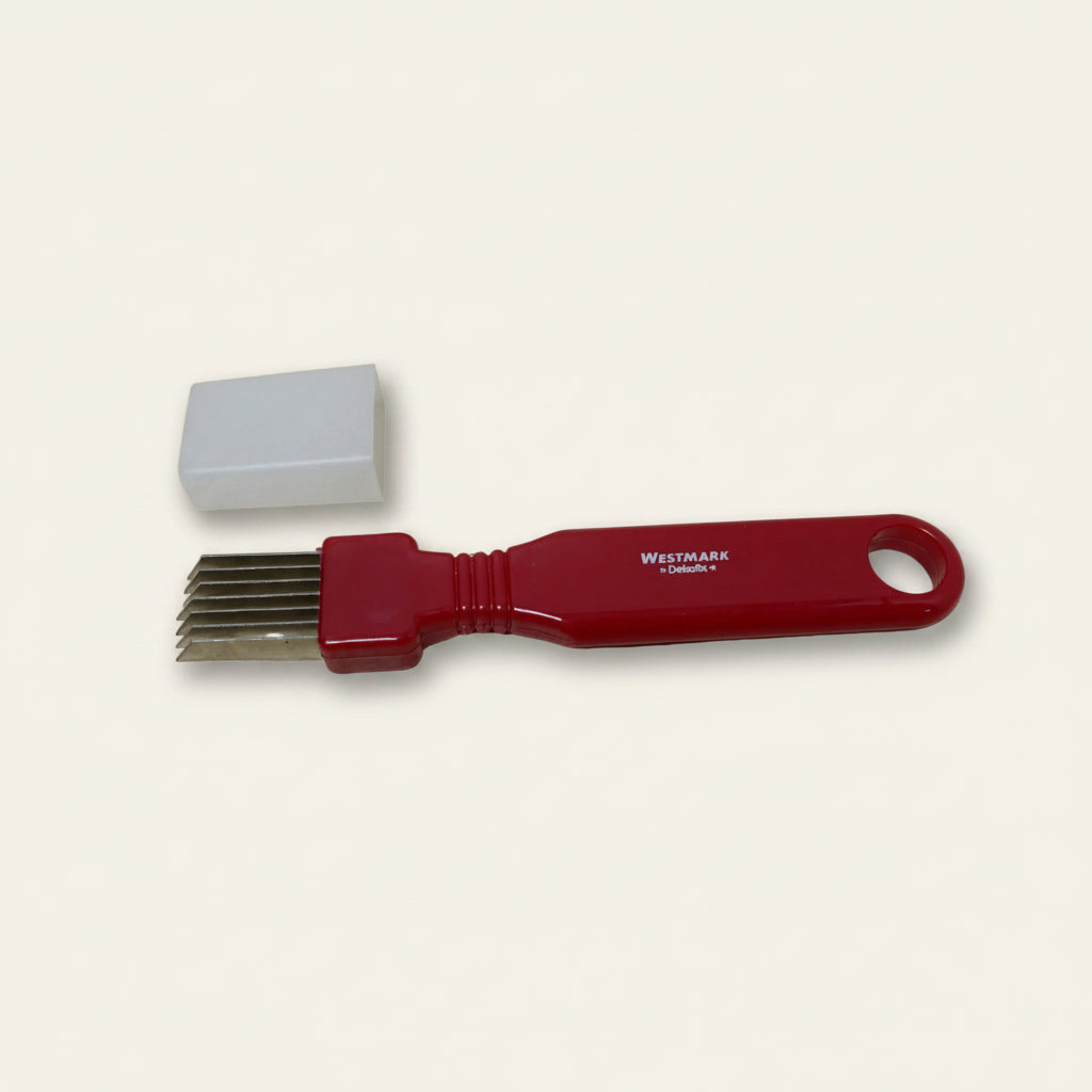 Augurkenmes decoratieve plakjes - rood handvat