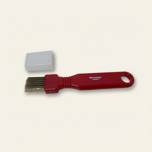 Augurkenmes decoratieve plakjes - rood handvat