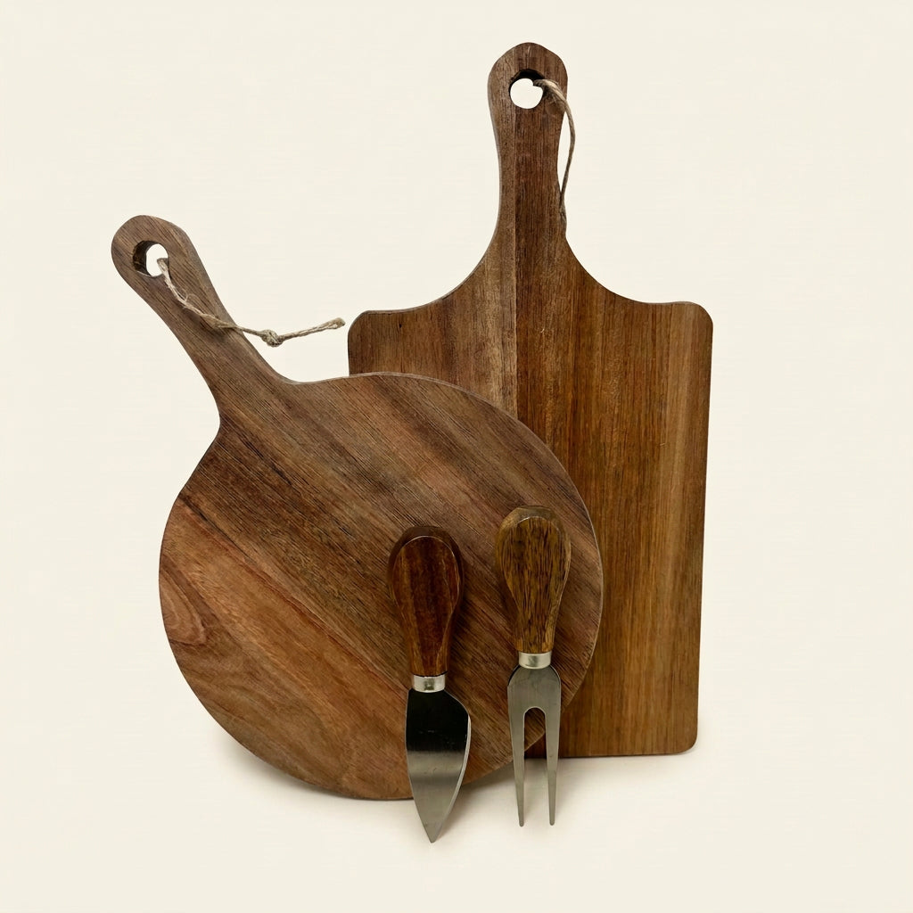 Acacia kaasplank met 2 kaasmessen (set)
