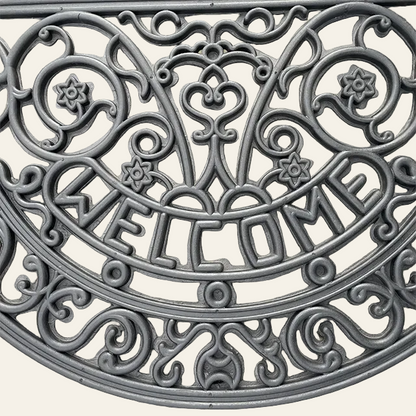 Antiek mat welcome halfrond - 45x75cm
