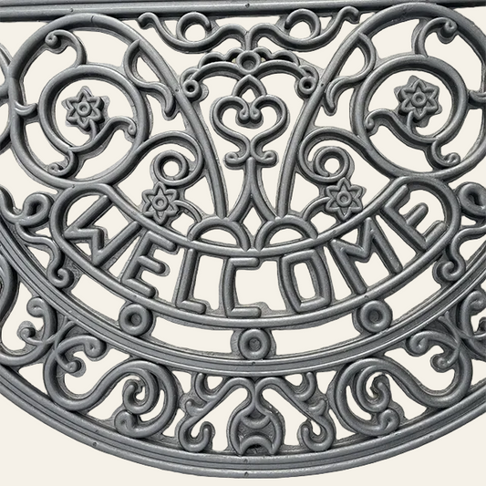 Antiek mat welcome halfrond - 45x75cm