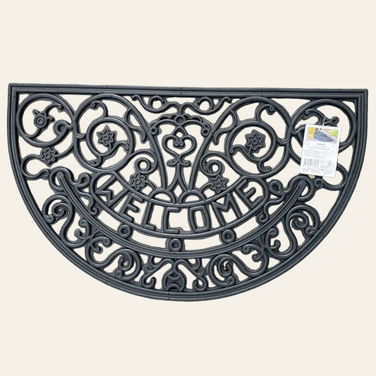 Antiek mat welcome halfrond - 45x75cm