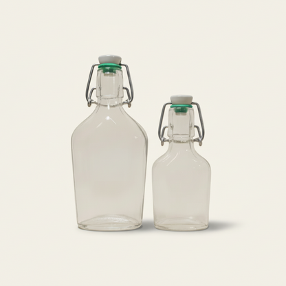 Beugelflesje plat model - Glas (100 ml)