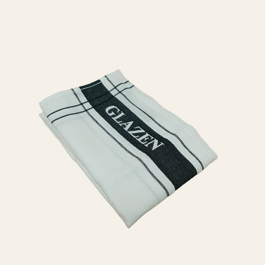Ddddd glazendoek zwart/wit - 50% linnen / 50% katoen - 60x65 cm