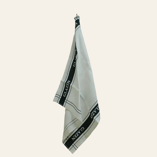 Ddddd glazendoek zwart/wit - 50% linnen / 50% katoen - 60x65 cm