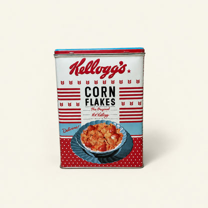 Kellogg's Corn Flakes-bewaarblik in retro-uitvoering