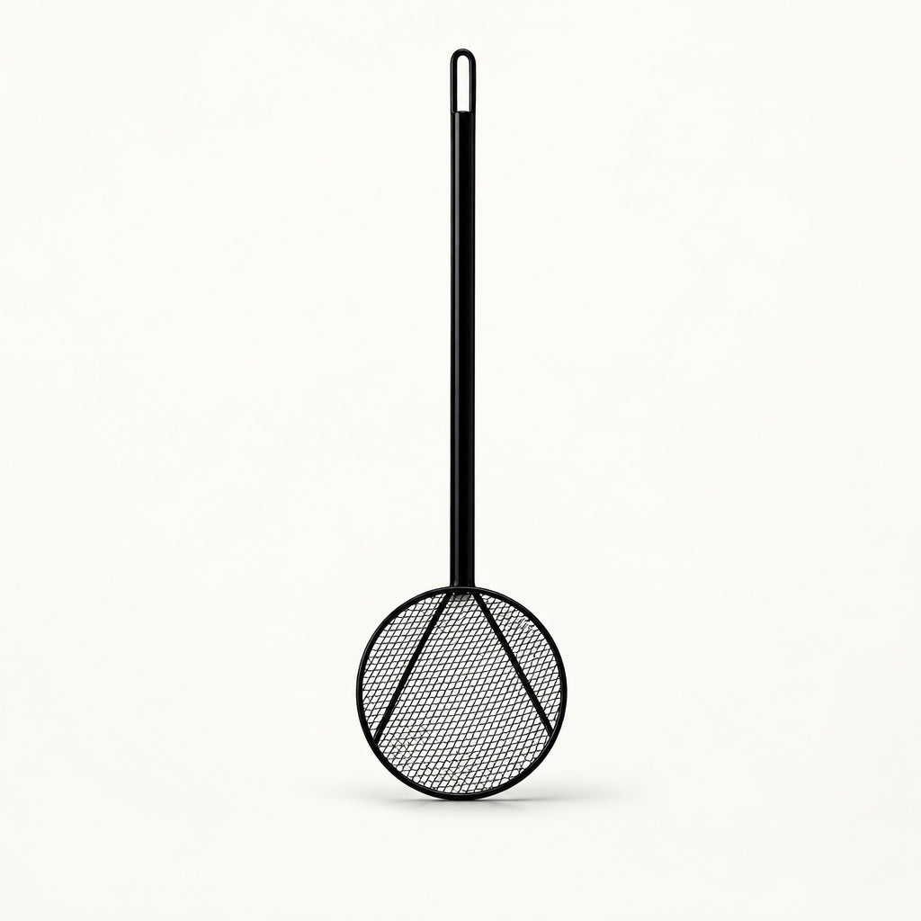 Zwarte metalen schuimspaan – 12 cm
