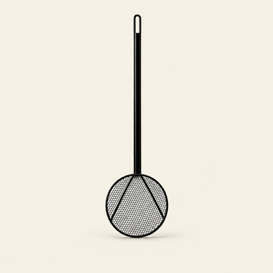 Zwarte metalen schuimspaan – 12 cm