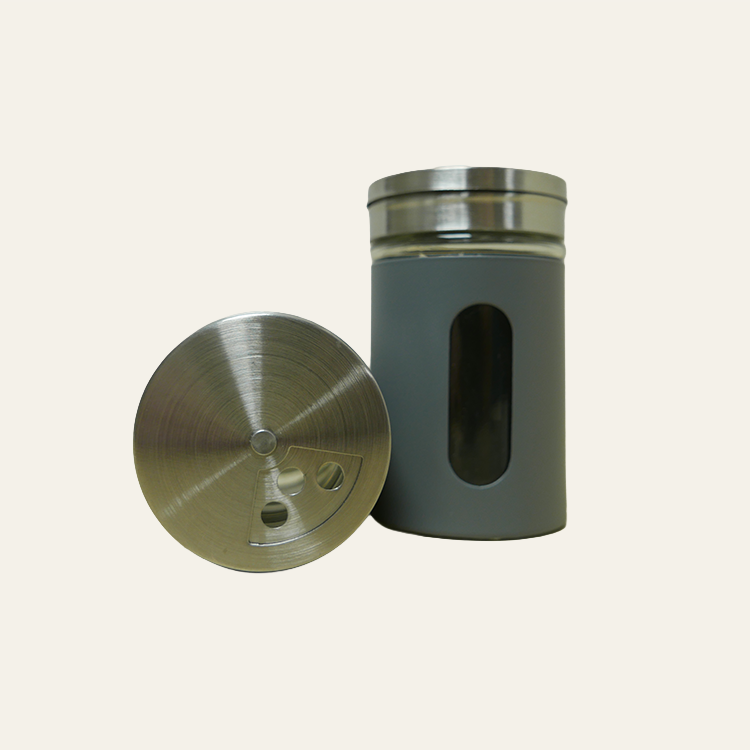 Kruidenpotje - grijs/zandkleur met venster (80 ml)