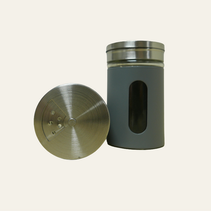Kruidenpotje - grijs/zandkleur met venster (80 ml)