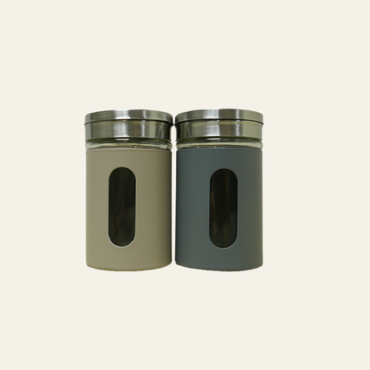 Kruidenpotje - grijs/zandkleur met venster (80 ml)