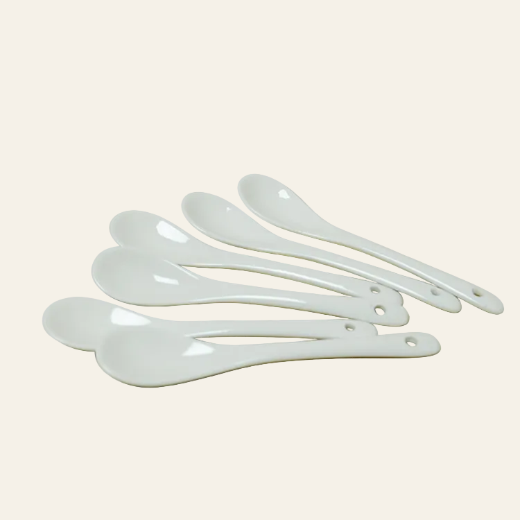 Porseleinen lepeltjes - wit (6 stuks)