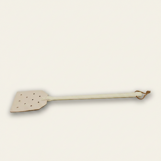 Vliegenmepper - echt leder & hout
