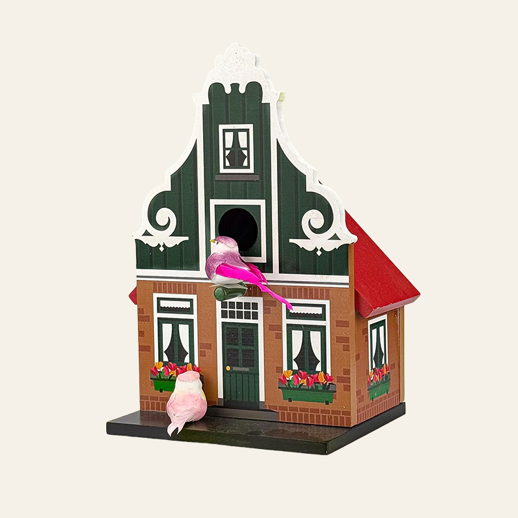 Vogelhuisje stenen klokgevel zaans - hout (bruin)