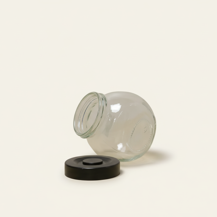 Voorraadpotje mat zwart - Glas (175 ml)