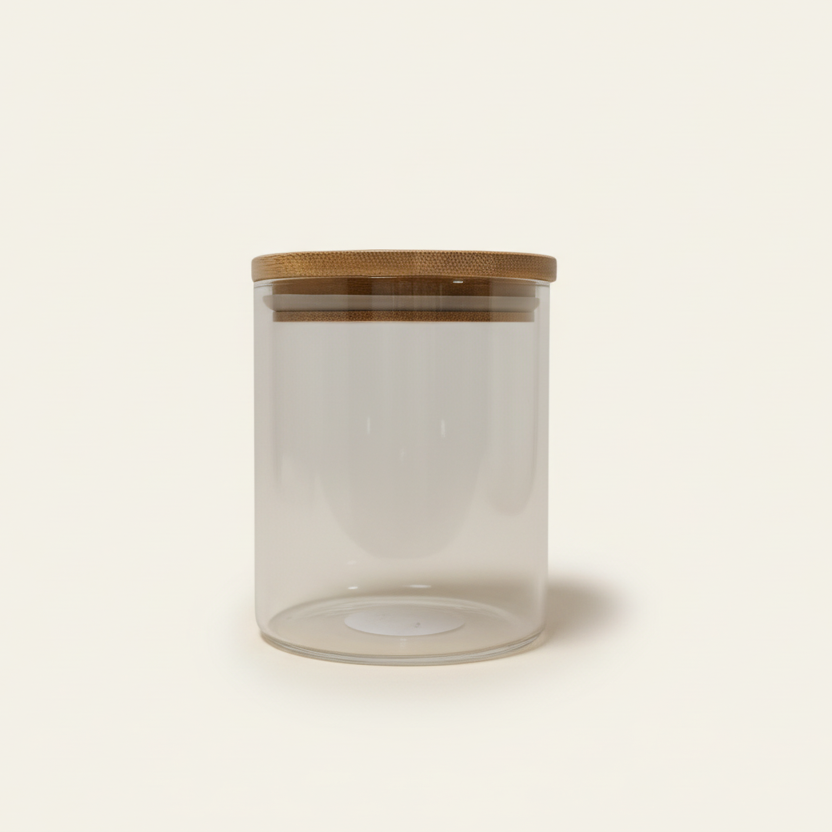 Voorraadpot met bamboe deksel - Glas (10x13 cm)