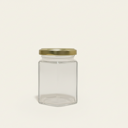 Zeskantig glazen potje met twist-deksel (196 ml)