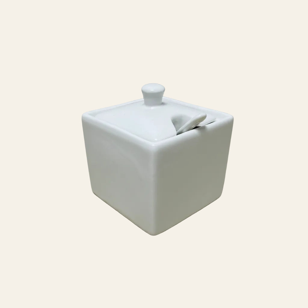 Potje met lepel voor suiker of marmelade