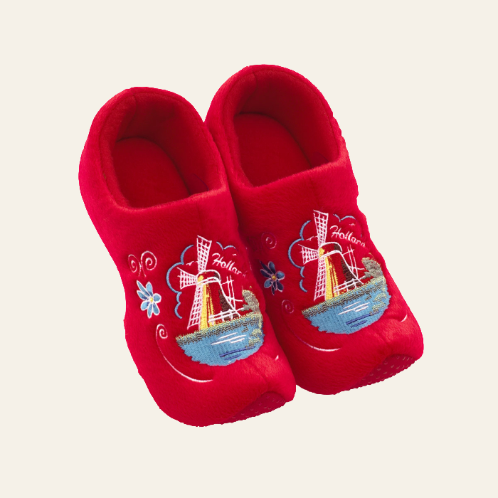 Rode klompsloffen - warm en comfortabel